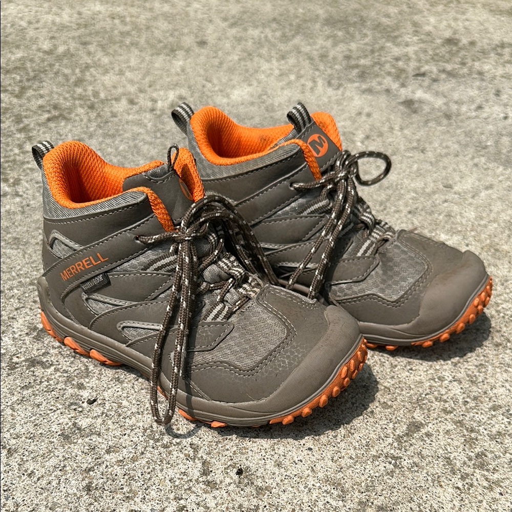 Merrell Kids' Charcoal and Tangerine Trail Boots Little Kids Size 11
